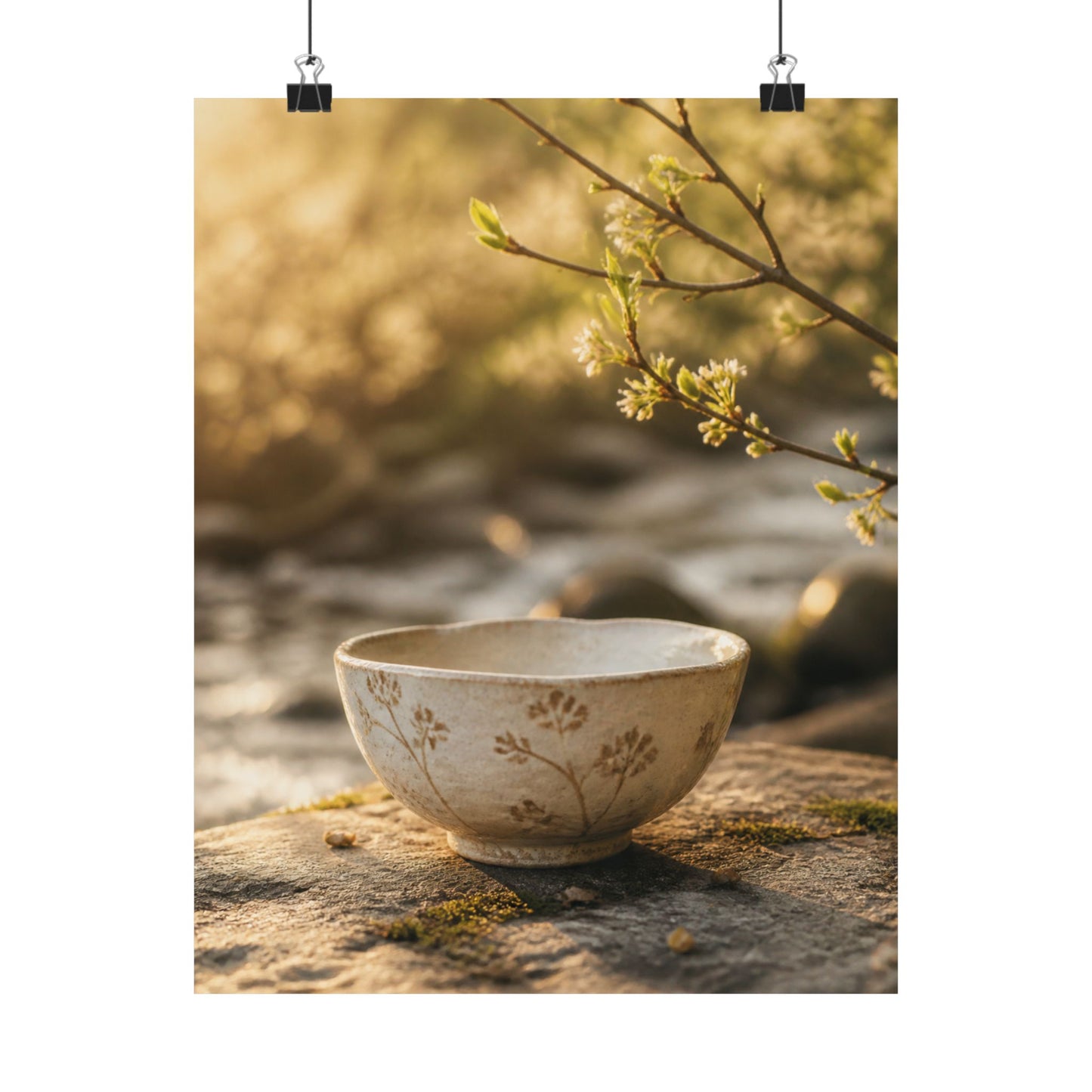 Spring Ceramic Bowl Japanese Pattern Wall Art Print | Warm Decor