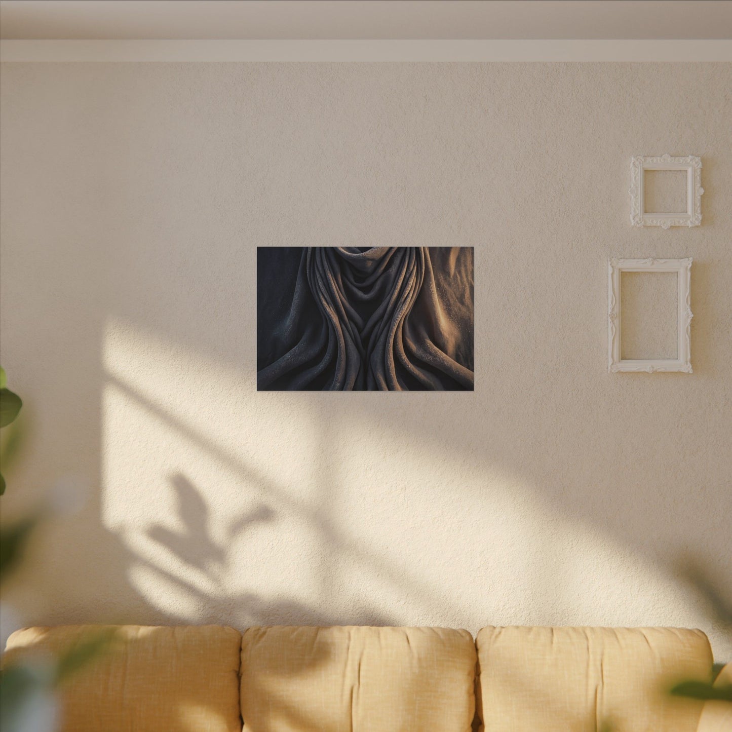 Moody Silk Drape Canvas Art - Shadow Zen Dark Japandi