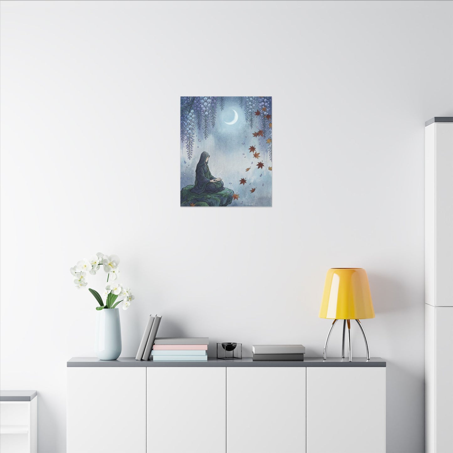 Zen Wisteria in Moonlight | Ukiyo E Inspired Canvas Art