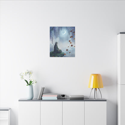 Zen Wisteria in Moonlight | Ukiyo E Inspired Canvas Art