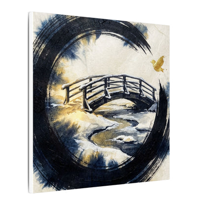 Winter Wooden Bridge Enso Canvas Art | Serene Decor