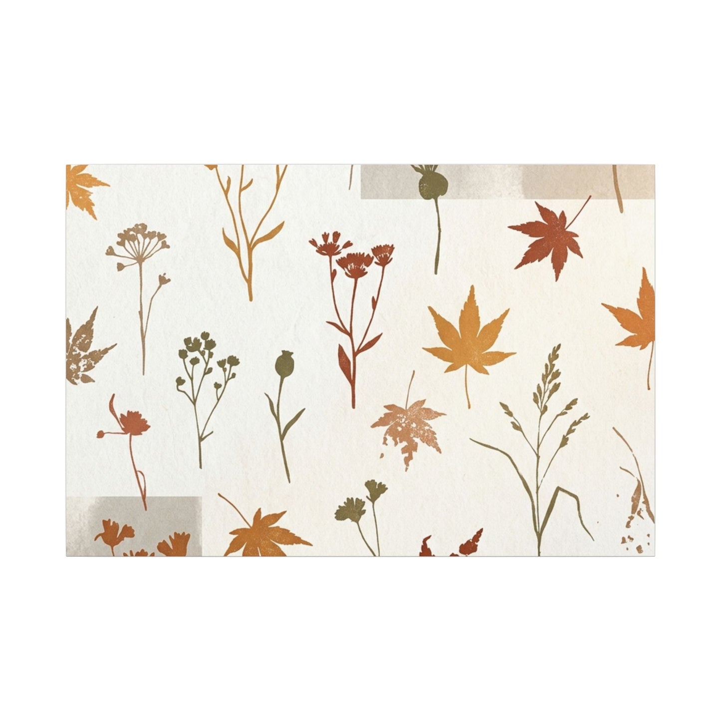 Autumn Dried Flowers Japanese Pattern Canvas Art | Elegant Decor