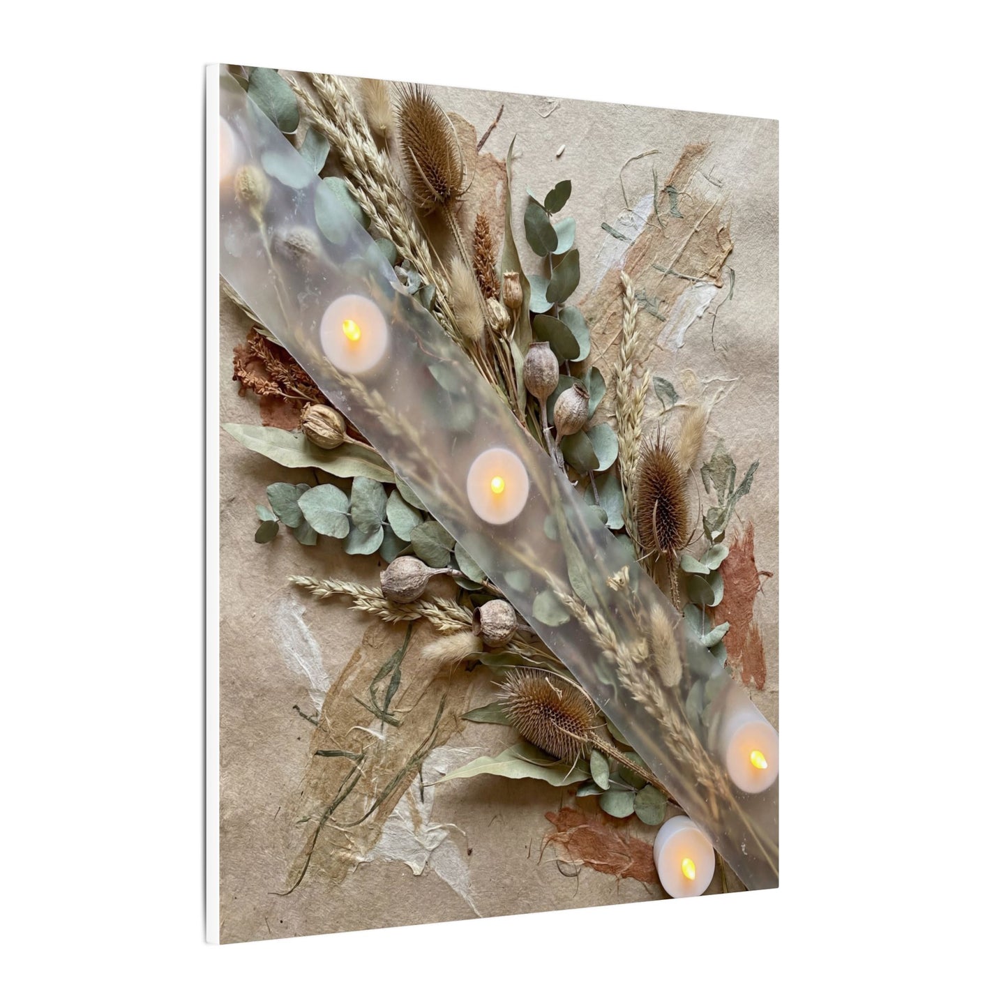 Candlelight Dried Flowers Canvas Art - Japandi Kanso