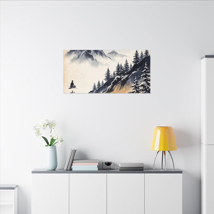 Mountain Mist Canvas Art | Winter Zen Ukiyo E Inspired Art