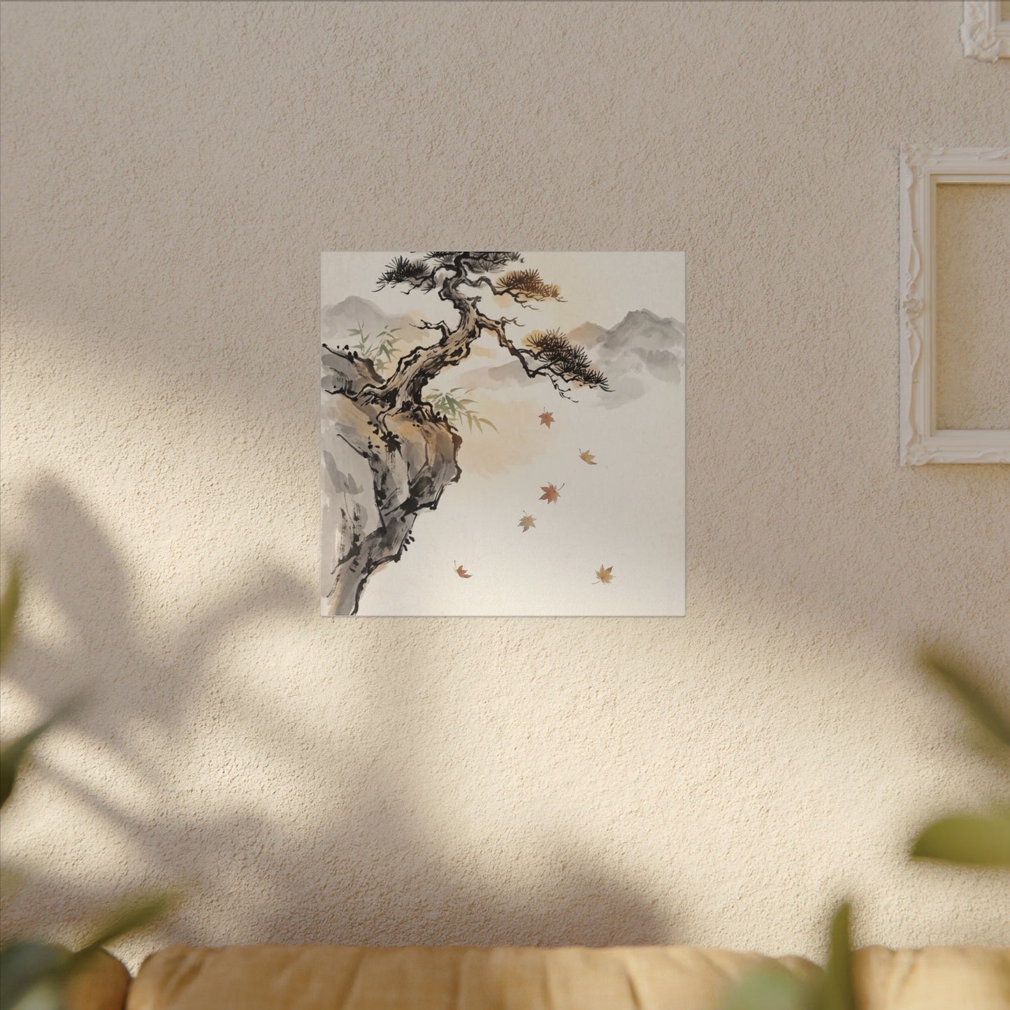 Peaceful Pine Tree Canvas Art - Sumi E Zen