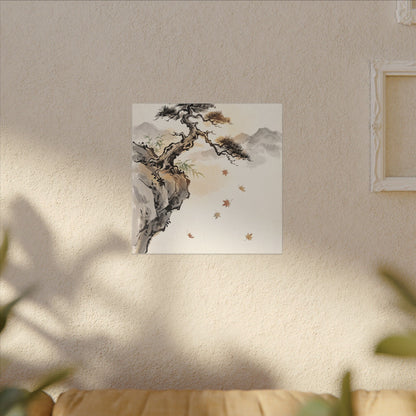 Peaceful Pine Tree Canvas Art - Sumi E Zen