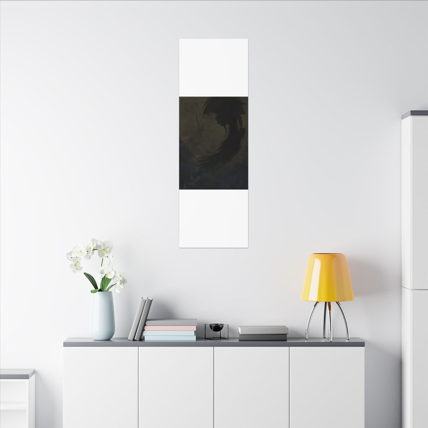 Seijaku Ink Brushstroke Canvas Art - Dark Japandi Moody Minimal