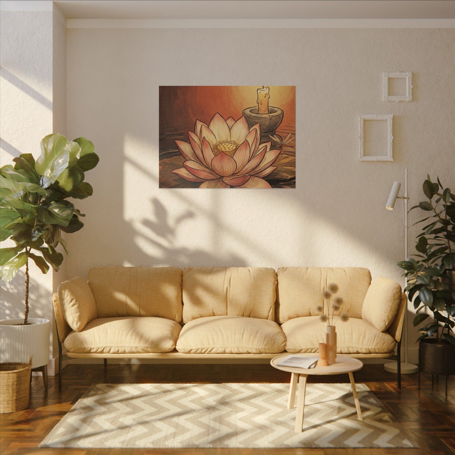 Lotus Flower Summer Canvas Art | Zen Contemplative Design