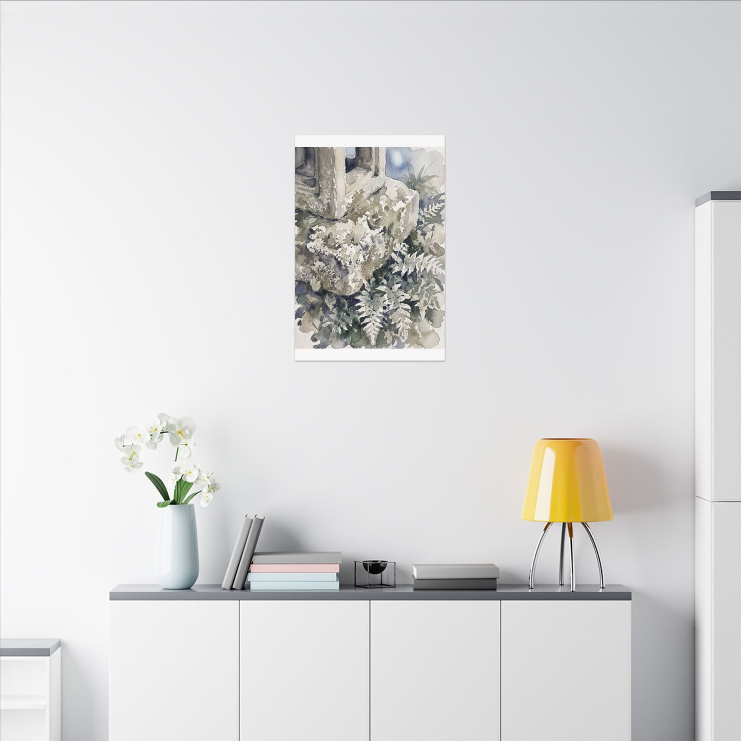 Stone Lantern Watercolor Canvas Art | Elegant Japandi Art