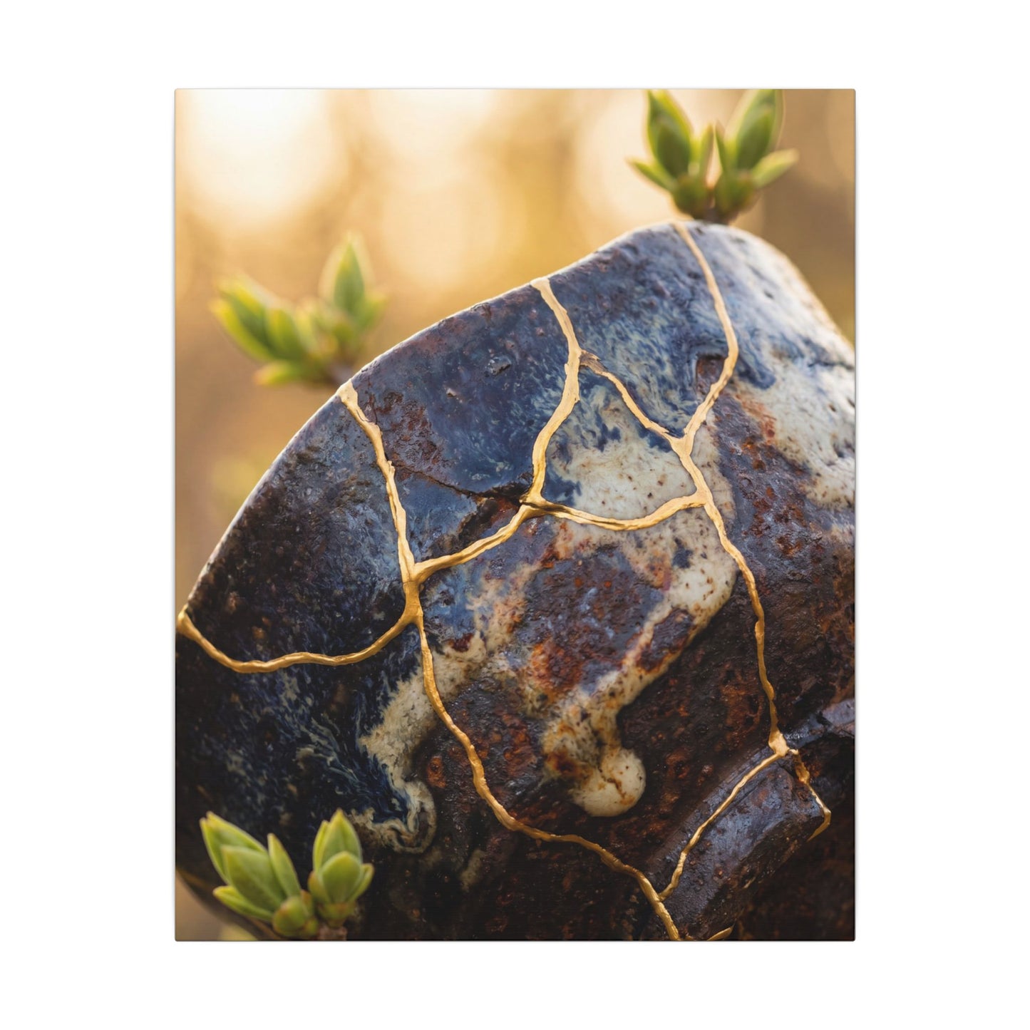 Fukinsei Rust Patina Canvas Art - Kintsugi Gold Repair
