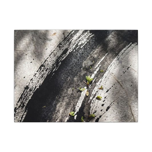 Ink Brushstroke Canvas Art | Spring Dark Japandi Moody Minimal Art