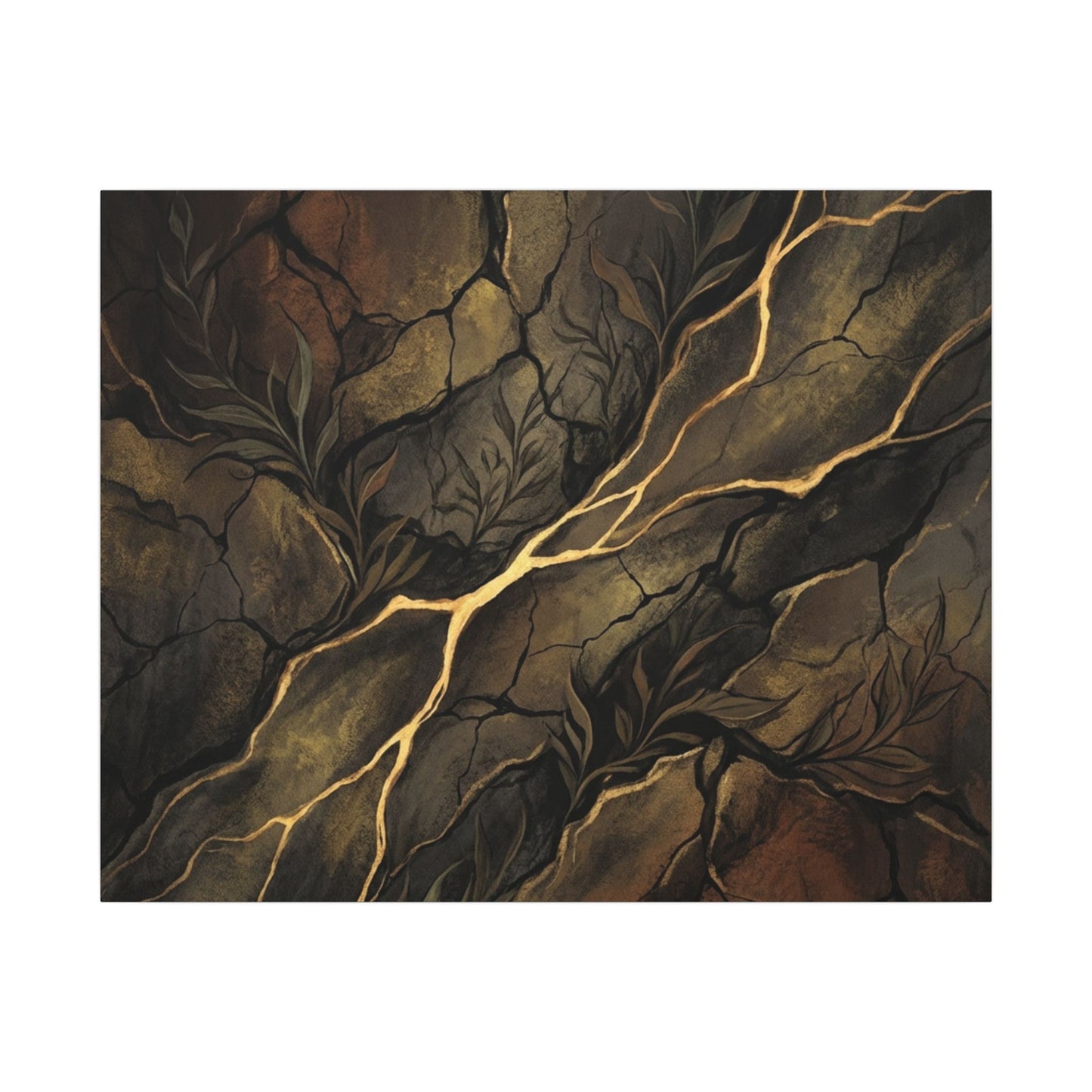 Cracked Earth Charcoal Ink Canvas Art | Bold Dark Japandi Art