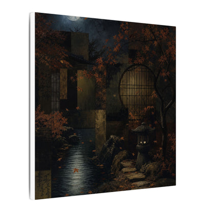 Moonlight Moonlit Garden Canvas Art - Dark Japandi Shibui