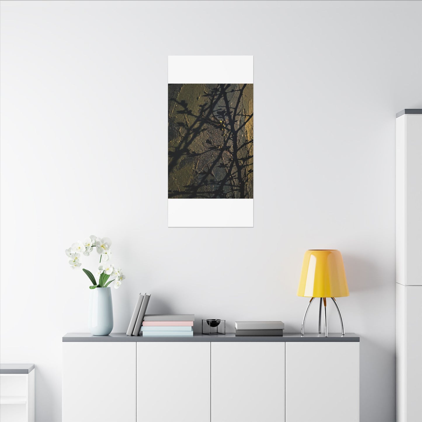 Kanso Shadow Play Canvas Art - Dark Japandi Dark Texture
