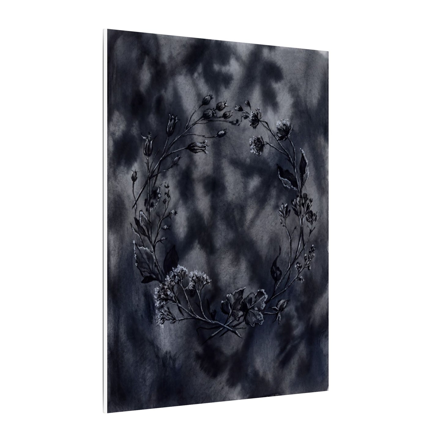 Dried Flowers Canvas Art | Winter Dark Japandi Shadow Zen Art