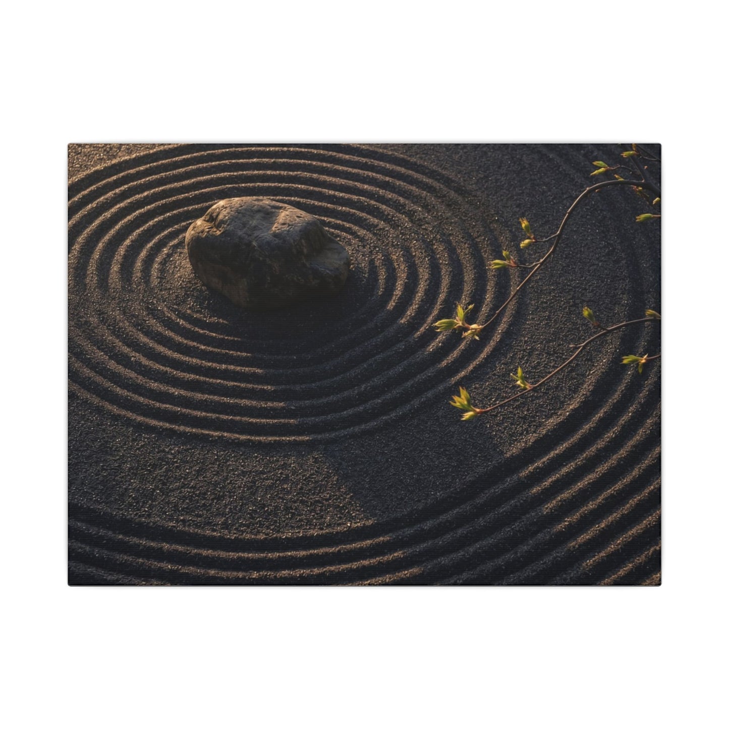 Rock Garden Shadow Zen Canvas Art | Bold Dark Japandi Art Art Print