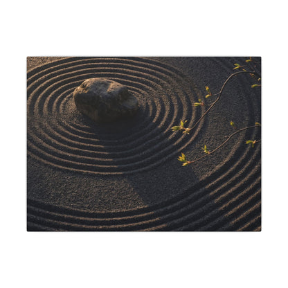 Rock Garden Shadow Zen Canvas Art | Bold Dark Japandi Art Art Print