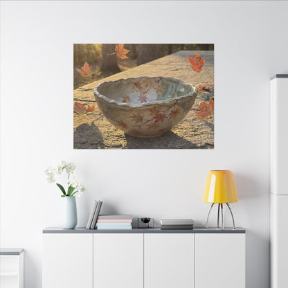 Japandi Ceramic Bowl in Golden Hour | Japanese Pattern Canvas Art