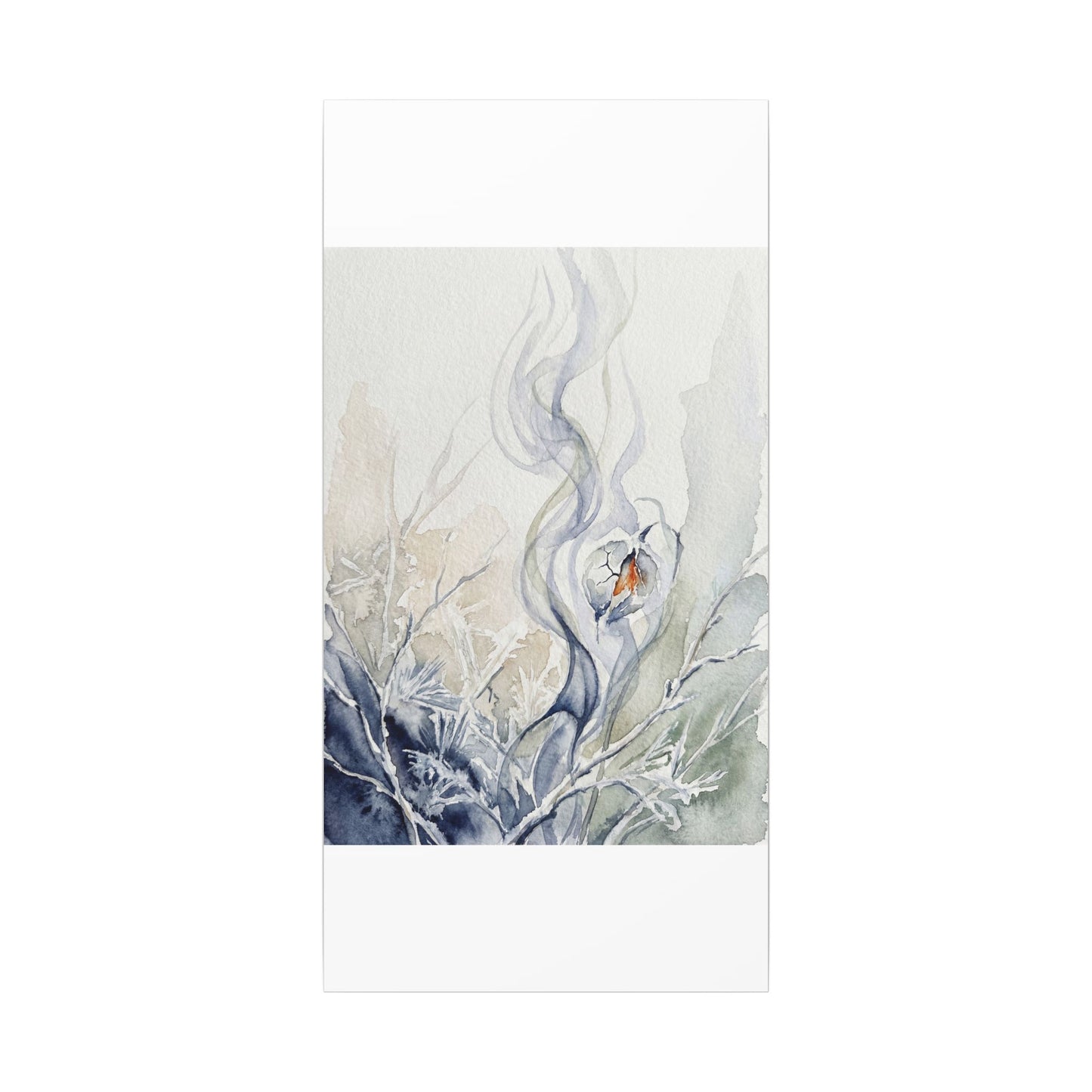 Earthy Incense Smoke Canvas Art - Watercolor Japandi