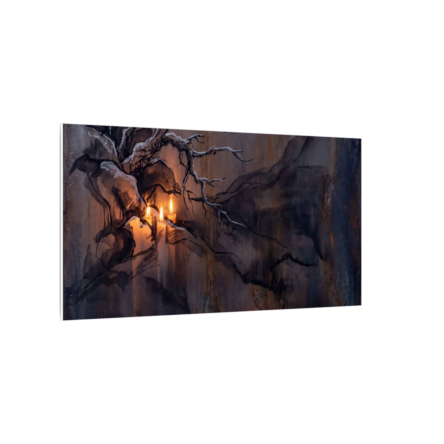 Winter Rust Patina Charcoal Ink Canvas Art | Atmospheric Decor