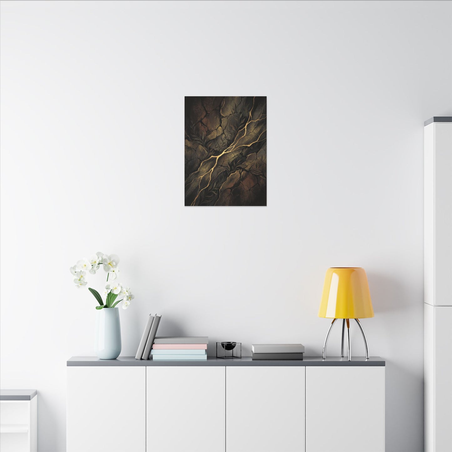 Cracked Earth Charcoal Ink Canvas Art | Bold Dark Japandi Art