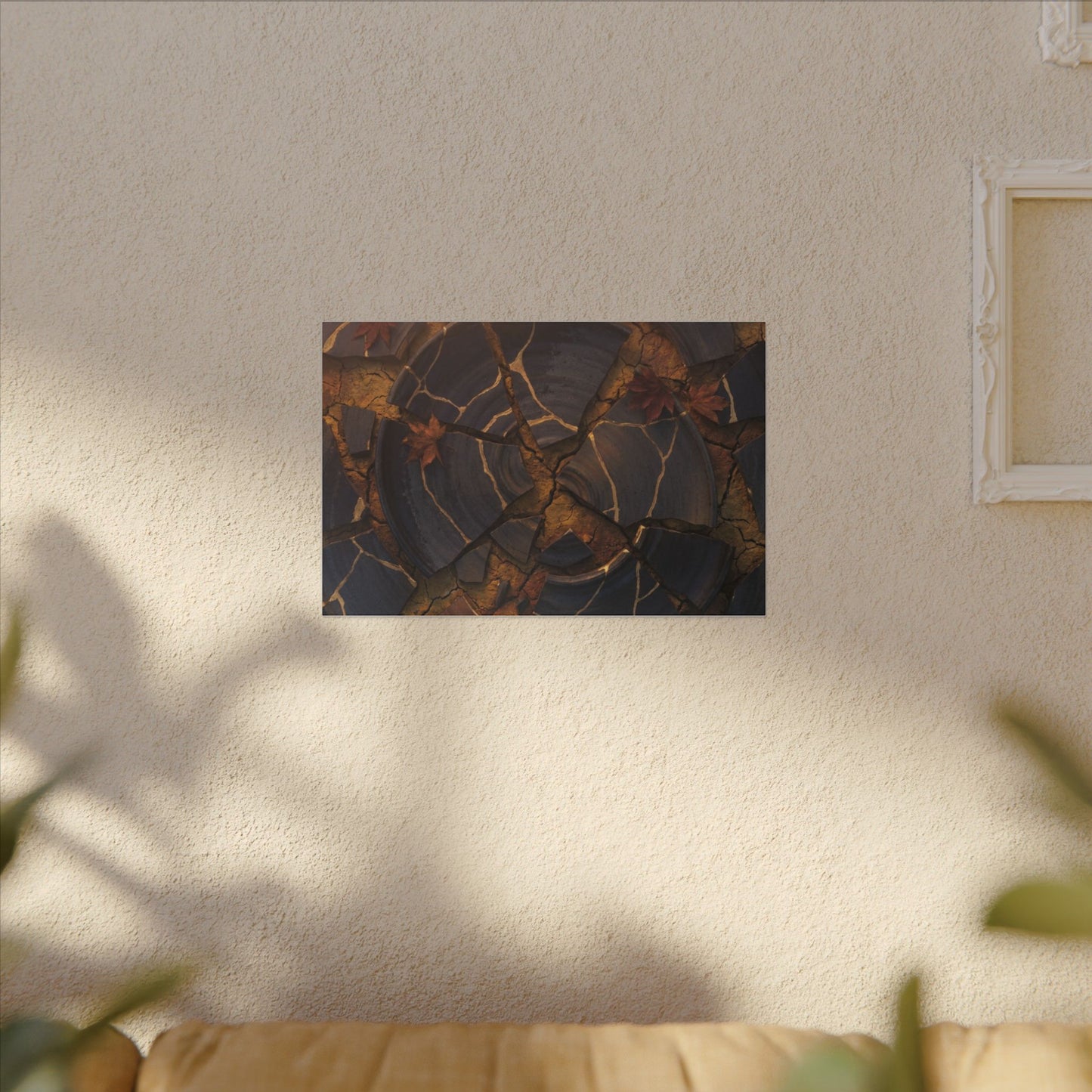Autumn Cracked Earth Gold Repair Canvas Art | Philosophical Decor
