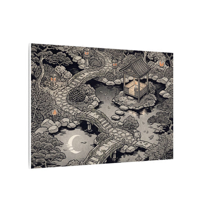 Moonlit Garden Ukiyo E Inspired Canvas Art | Serene Zen Art