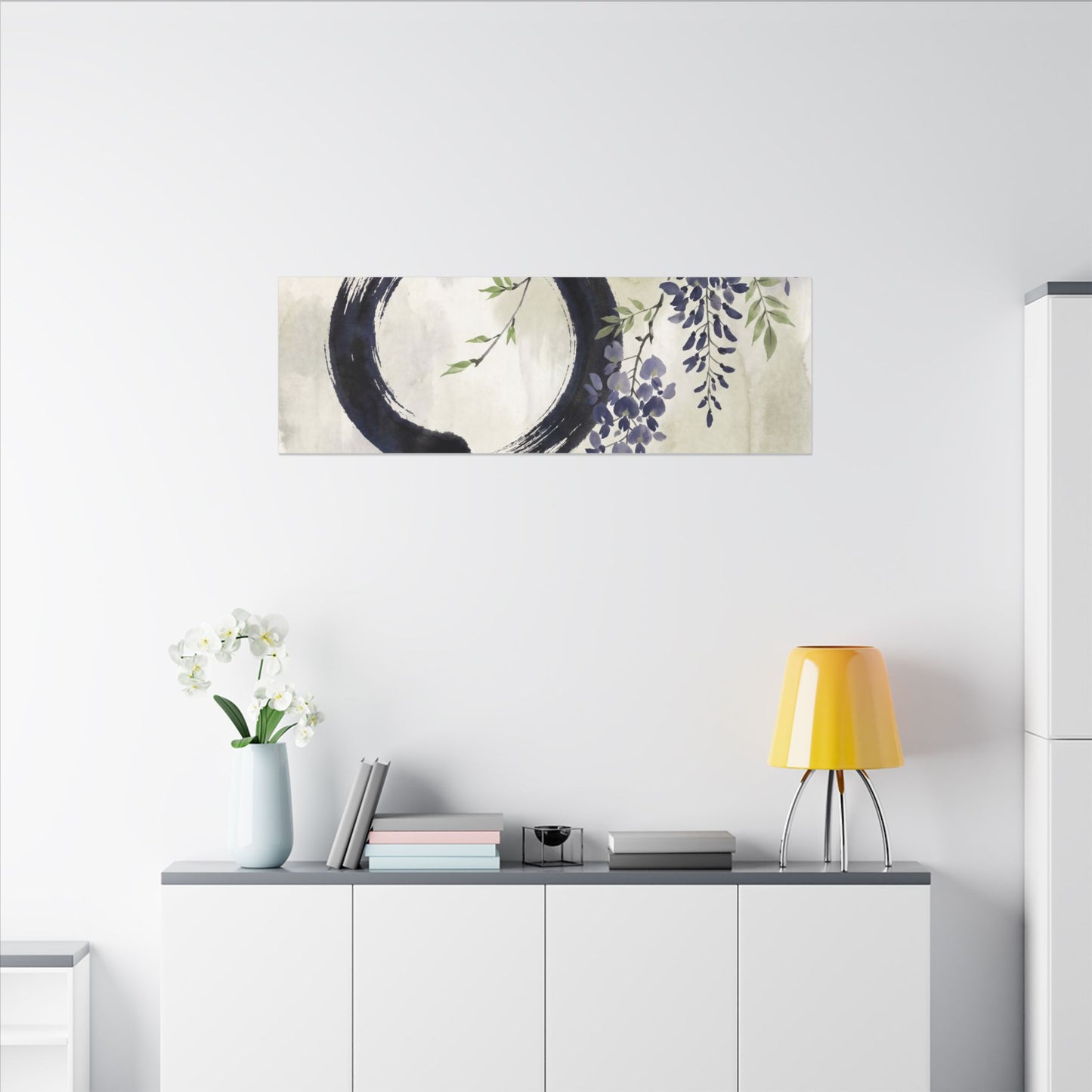 Wisteria Enso Canvas Art | Serene Zen Art