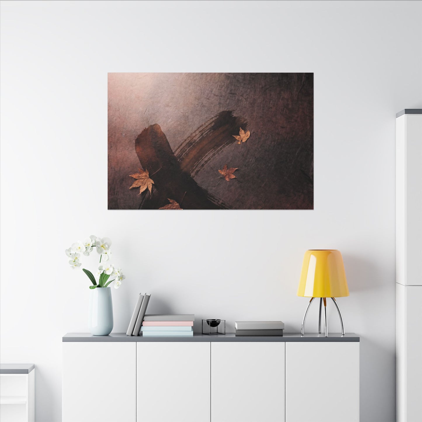 Moody Ink Brushstroke Canvas Art - Moody Minimal Dark Japandi