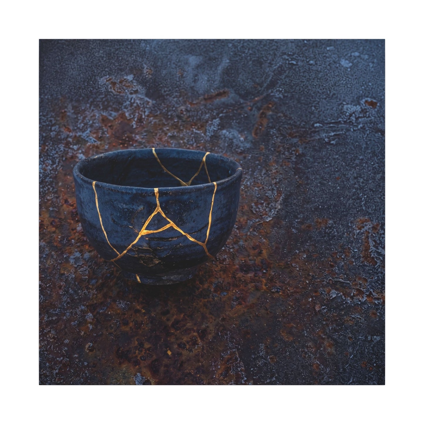 Rust Patina Winter Canvas Art | Kintsugi Healing Design