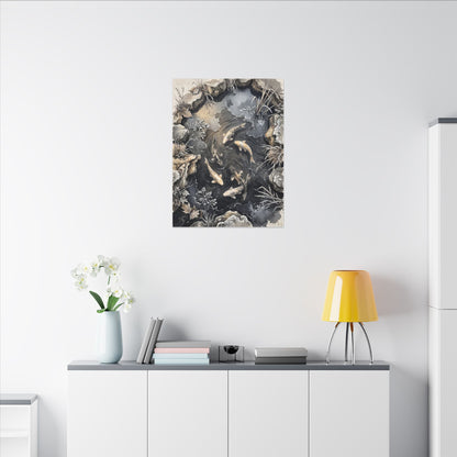 Koi Pond Canvas Art | Winter Japandi Japanese Pattern Art