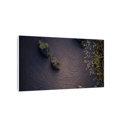 Dark Japandi Rock Garden in Dawn | Shadow Zen Canvas Art