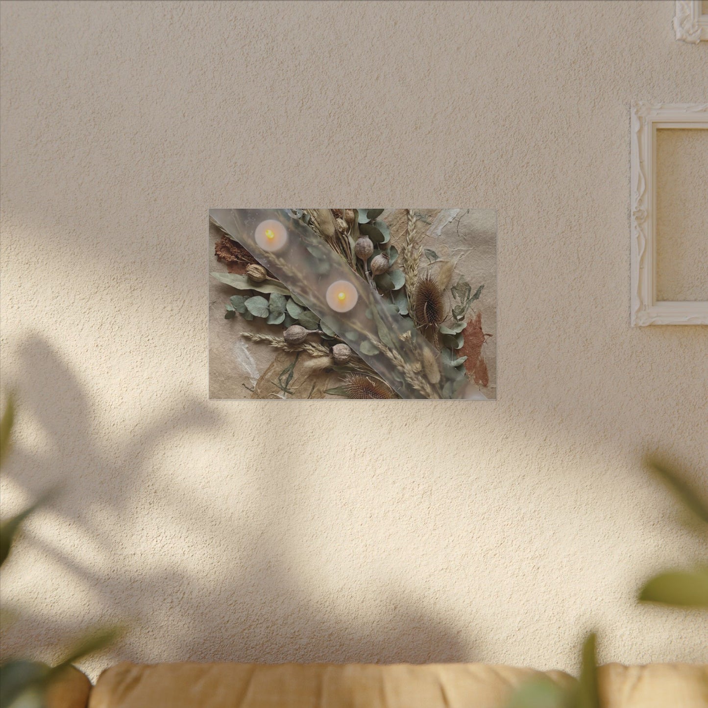Candlelight Dried Flowers Canvas Art - Japandi Kanso