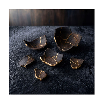 Dawn Broken Pottery Wall Art Print - Dark Japandi Kanso