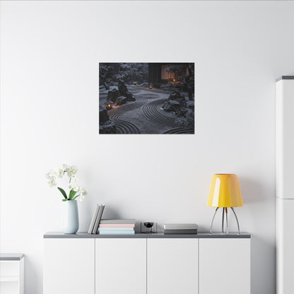 Candlelight Rock Garden Canvas Art - Dark Japandi Fukinsei