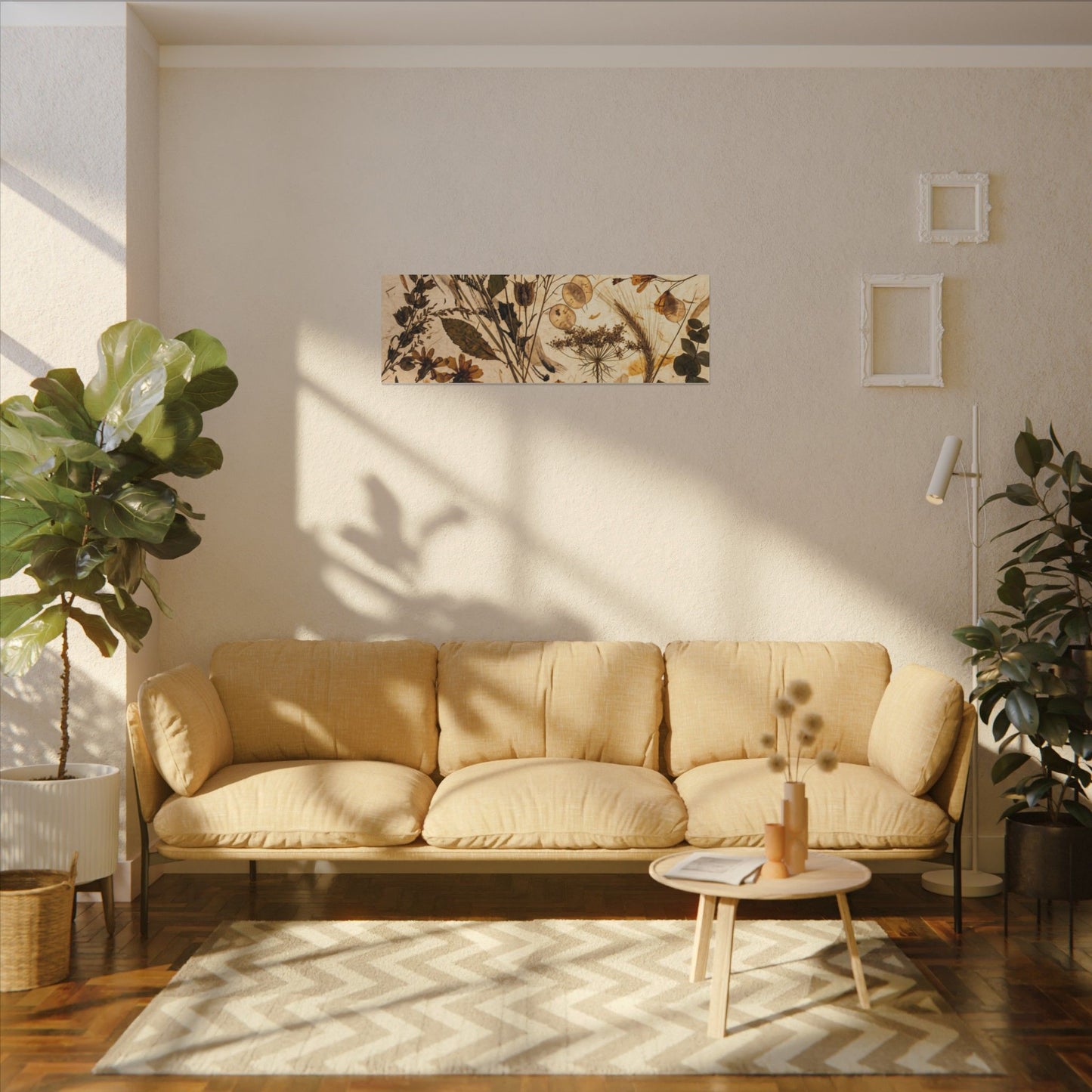 Dried Flowers Summer Canvas Art | Japandi Neutral Design