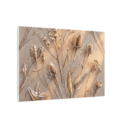 Japandi Dried Flowers in Golden Hour | Watercolor Canvas Art