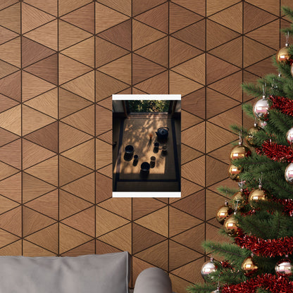 Golden Hour Tea Ceremony Wall Art Print - Dark Japandi Shibui