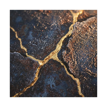 Winter Rust Patina Gold Vein Canvas Art | Resilient Decor