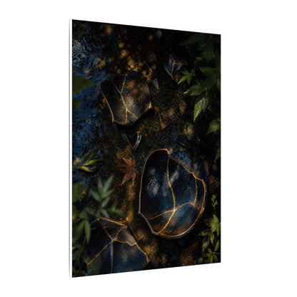 Dark Japandi Broken Pottery in Dappled | Shadow Zen Canvas Art
