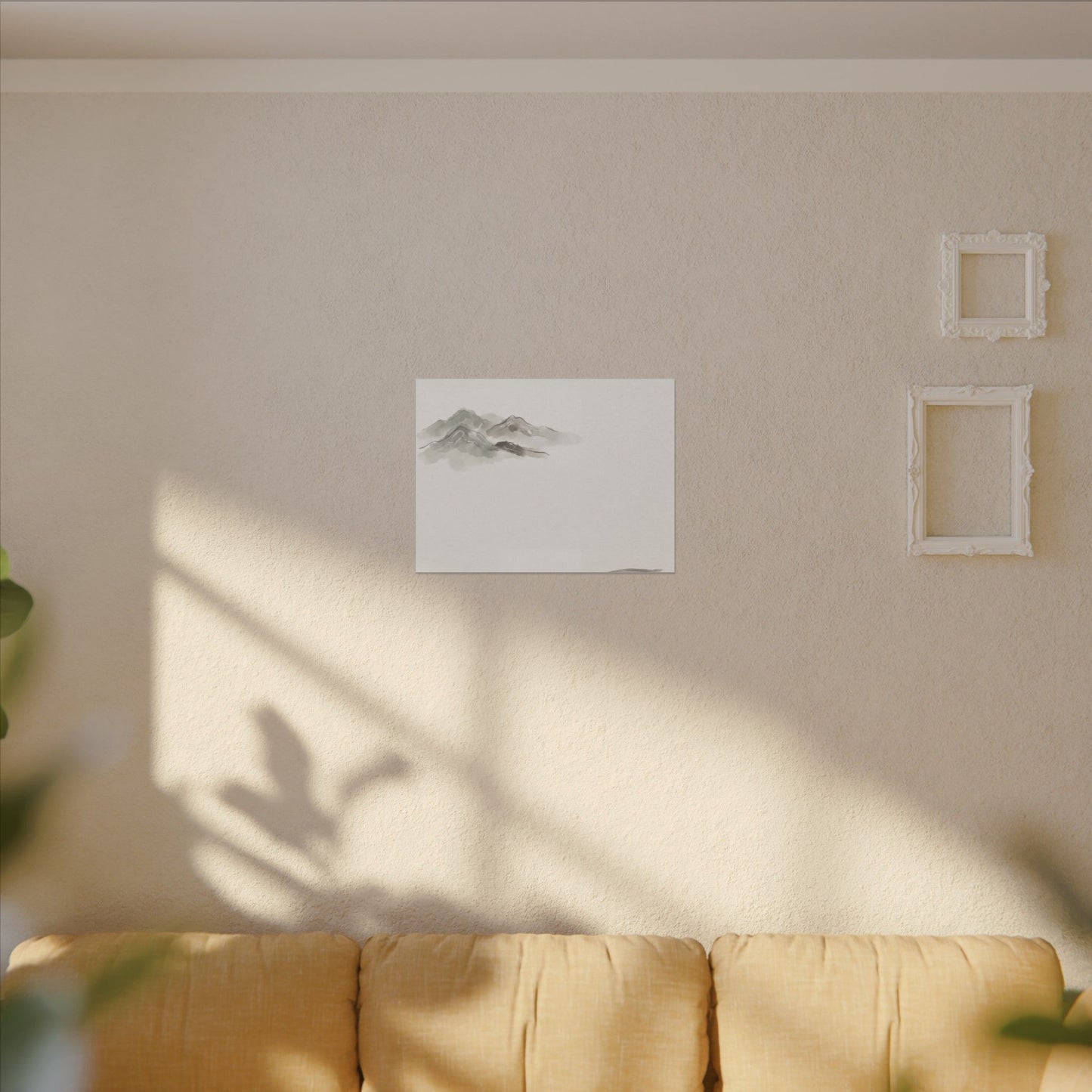 Winter Mountain Mist Minimal Line Canvas Art | Elegant Decor