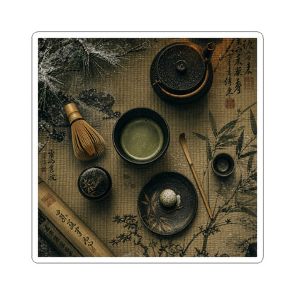 Tea Ceremony Sticker | Winter Zen Ukiyo E Inspired Art