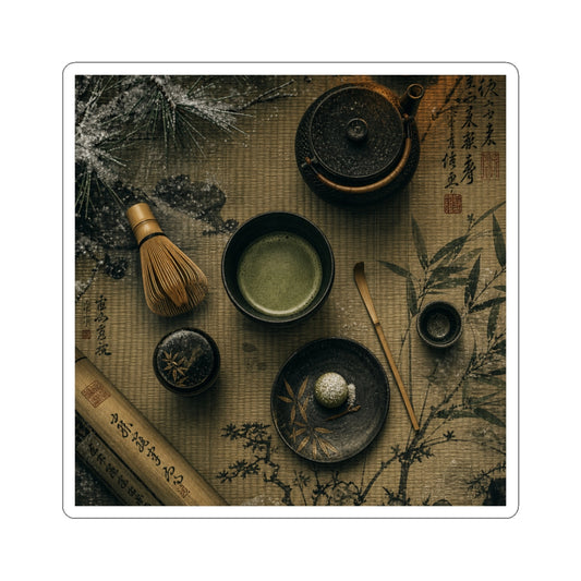 Tea Ceremony Sticker | Winter Zen Ukiyo E Inspired Art