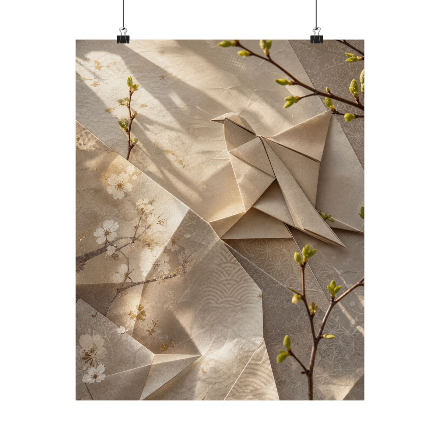 Spring Paper Fold Japanese Pattern Wall Art Print | Warm Decor