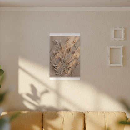 Japandi Dried Flowers in Golden Hour | Watercolor Canvas Art