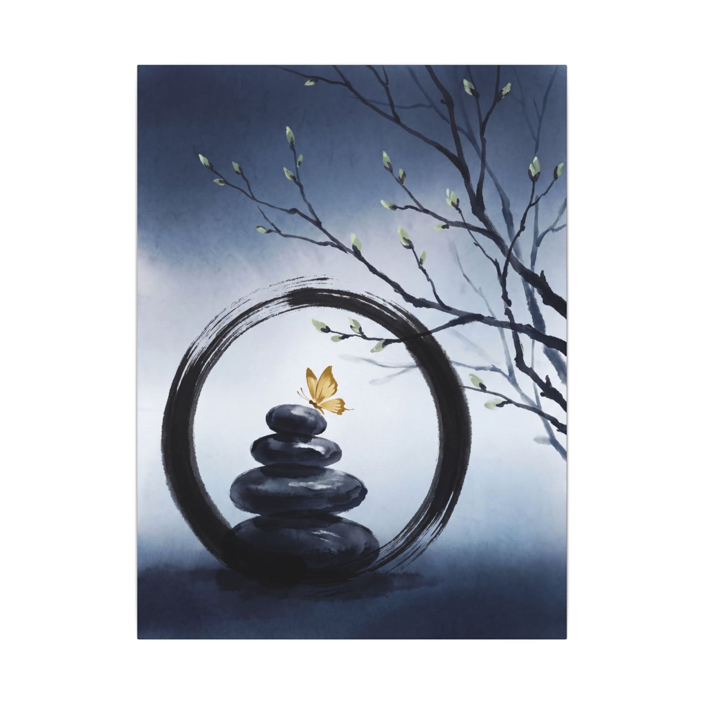 River Stones Spring Canvas Art | Zen Peaceful Design