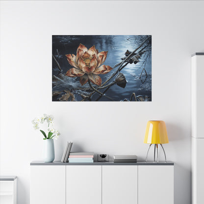 Winter Lotus Flower Broken Beauty Canvas Art | Healing Decor