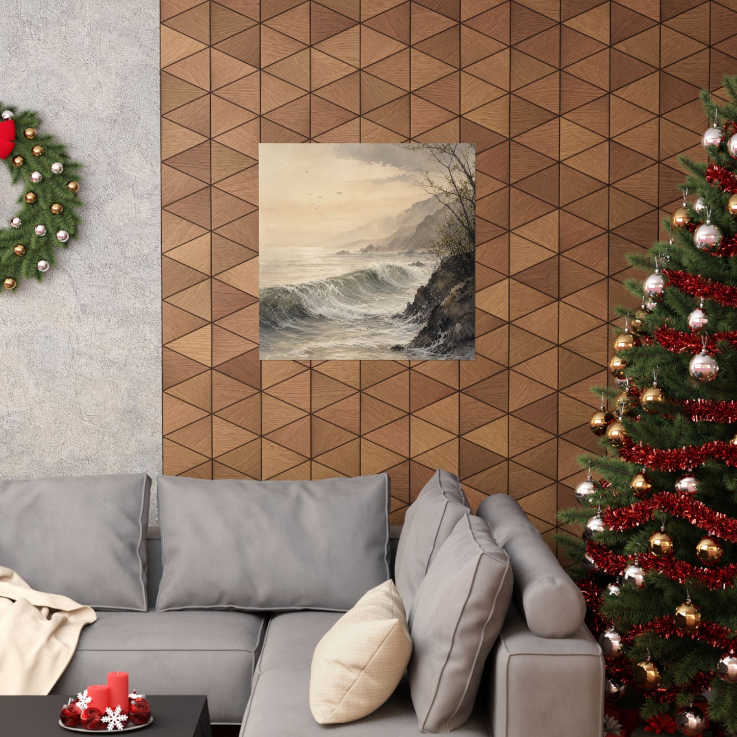 Warm Ocean Wave Wall Art Print - Watercolor Japandi