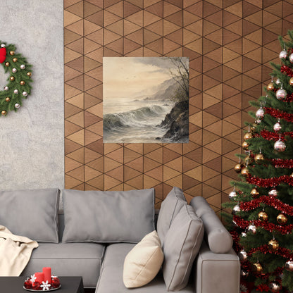 Warm Ocean Wave Wall Art Print - Watercolor Japandi