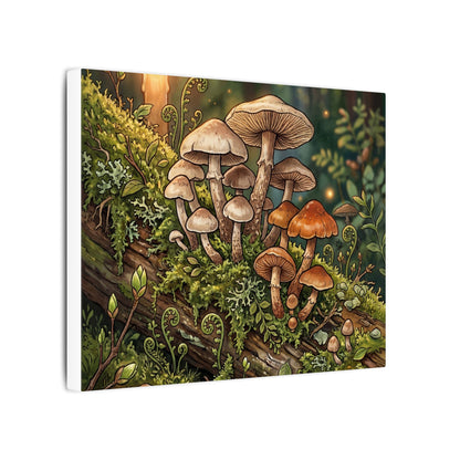 Spring Wild Mushrooms Herbarium Canvas Art | Rustic Decor